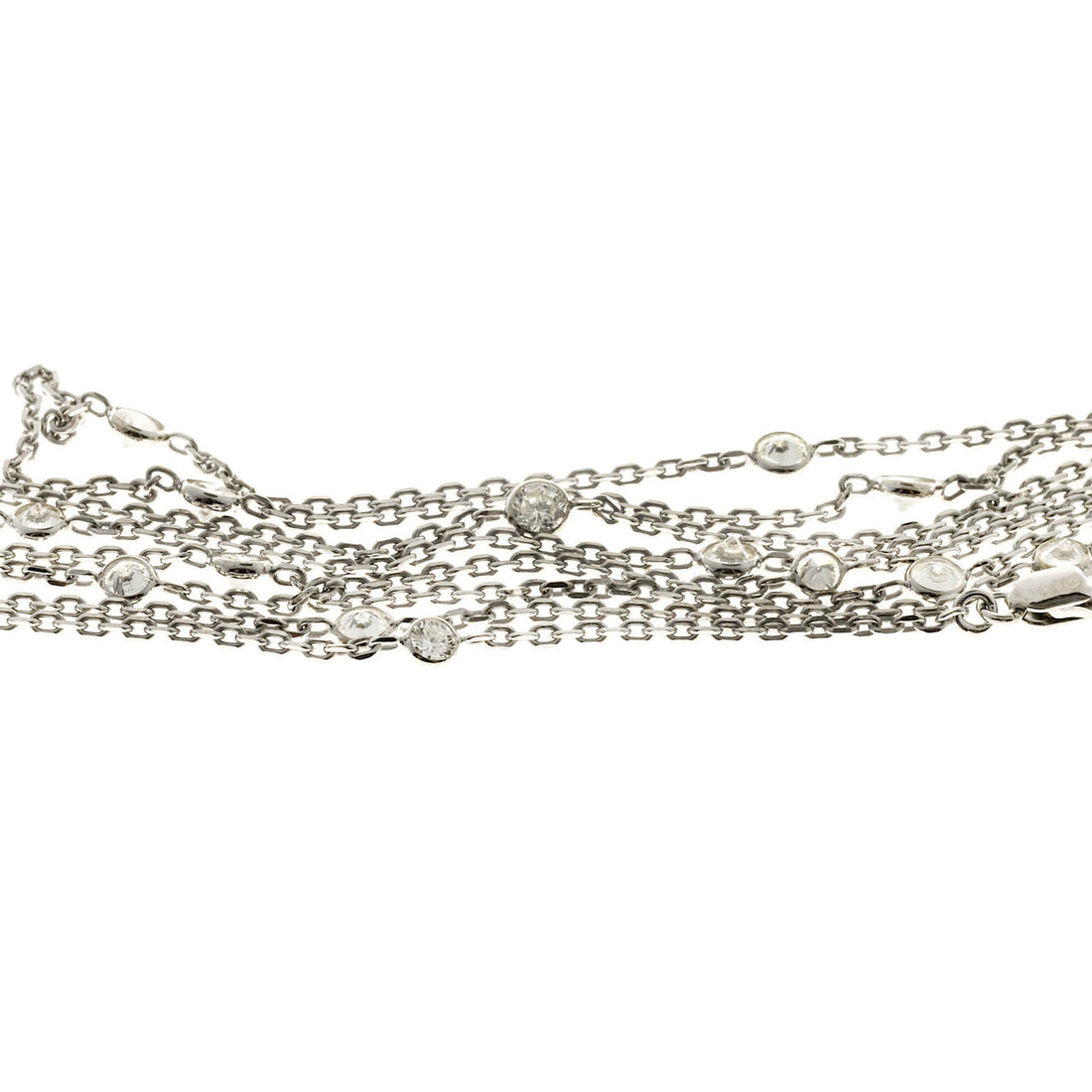 Vintage 2.15ct 34 Inch Long 22 Diamond 14k White Gold Chain Necklace – image 5