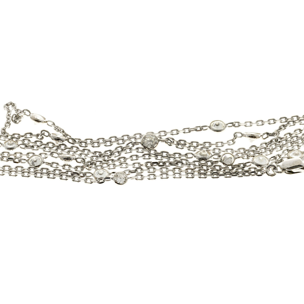 Vintage 2.15ct 34 Inch Long 22 Diamond 14k White Gold Chain Necklace – image 5