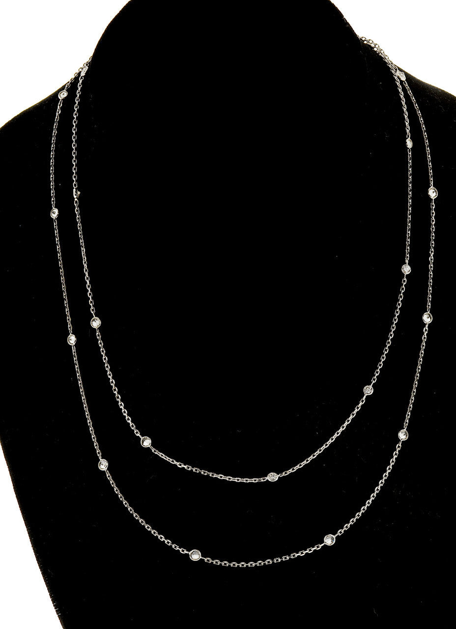 Vintage 2.15ct 34 Inch Long 22 Diamond 14k White Gold Chain Necklace – image 6