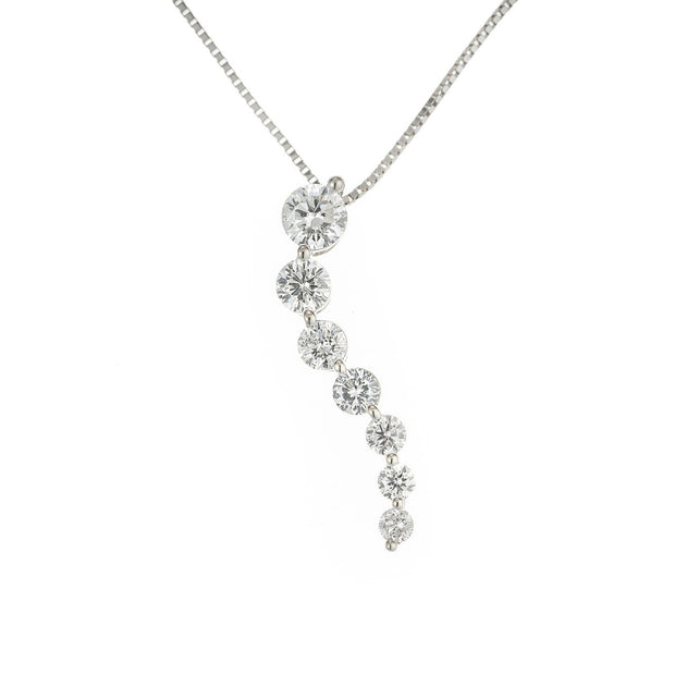 1.00 Carat Seven Diamond Gold Necklace Pendant