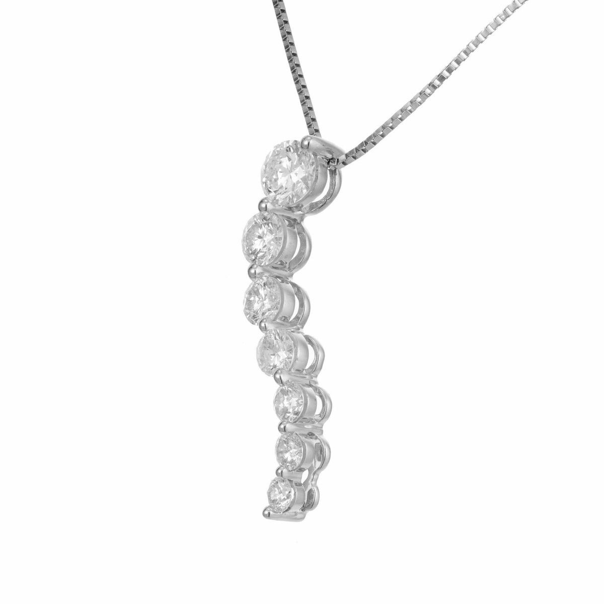 1.00 Carat Seven Diamond Gold Necklace Pendant – image 2