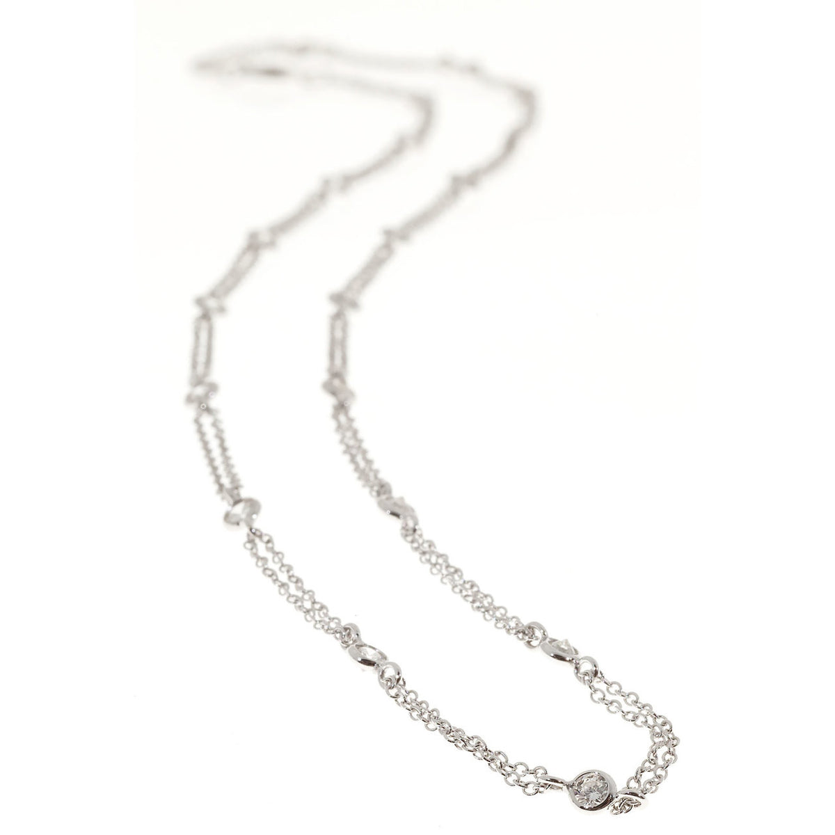 Infinity Diamond 1.45ct 18 Inch 14k White Gold Necklace