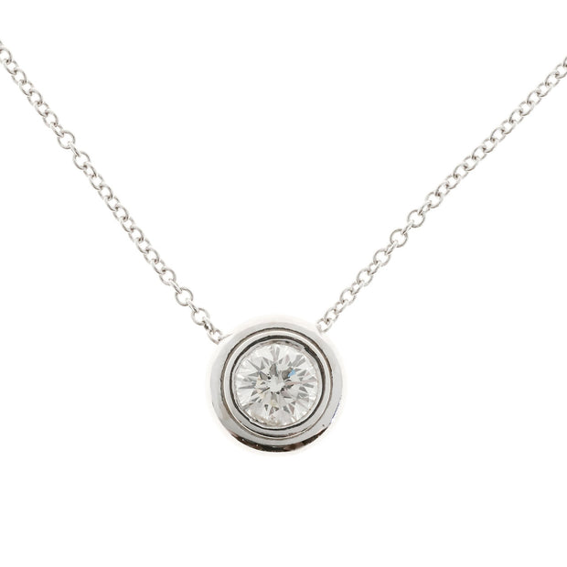 Estate .72ct Diamond Round Brilliant Cut 14k White Gold Slide Pendant