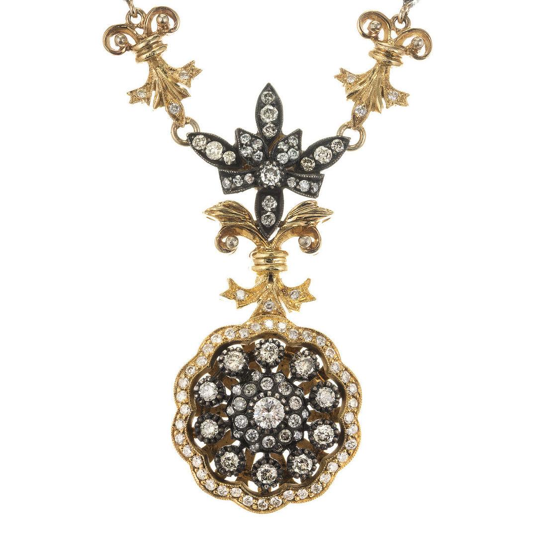 Etruscan Style 2.60ct Diamond 18k + Silver Necklace – image 3