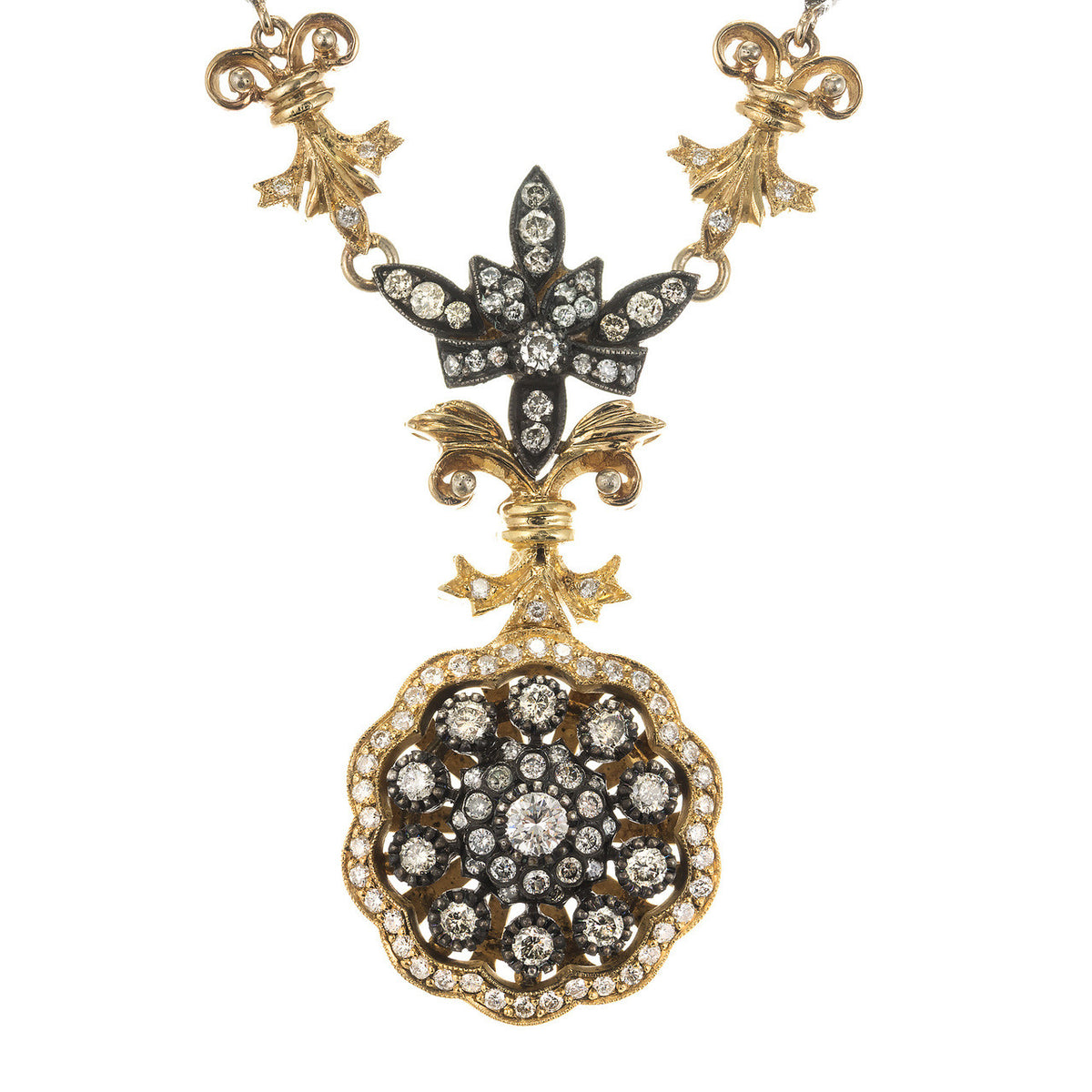 Etruscan Style 2.60ct Diamond 18k + Silver Necklace – image 3