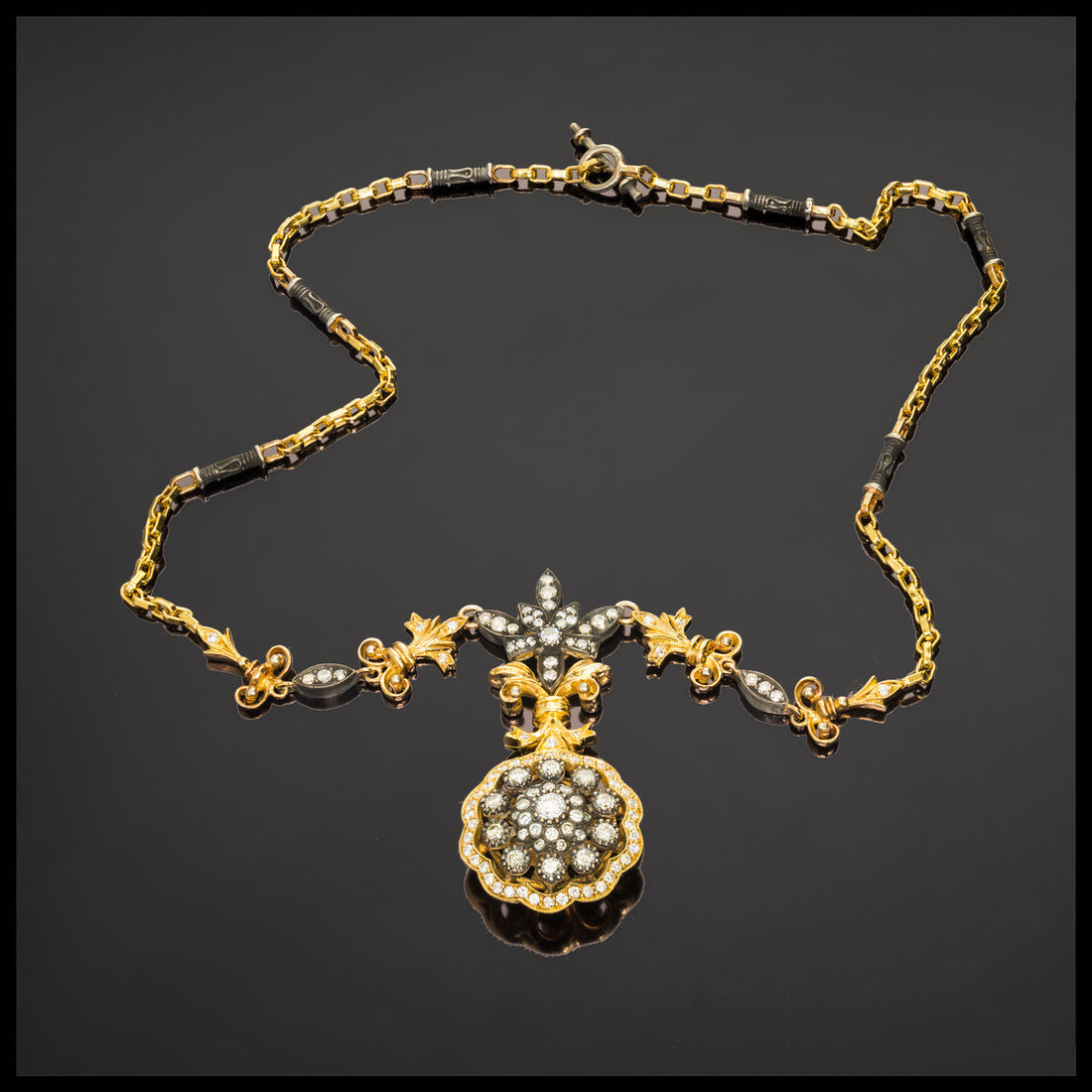 Etruscan Style 2.60ct Diamond 18k + Silver Necklace – image 7