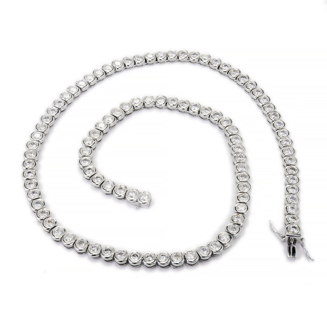 EGL 12.03 Carat Diamond Bezel Set Platinum Tennis Necklace – image 2