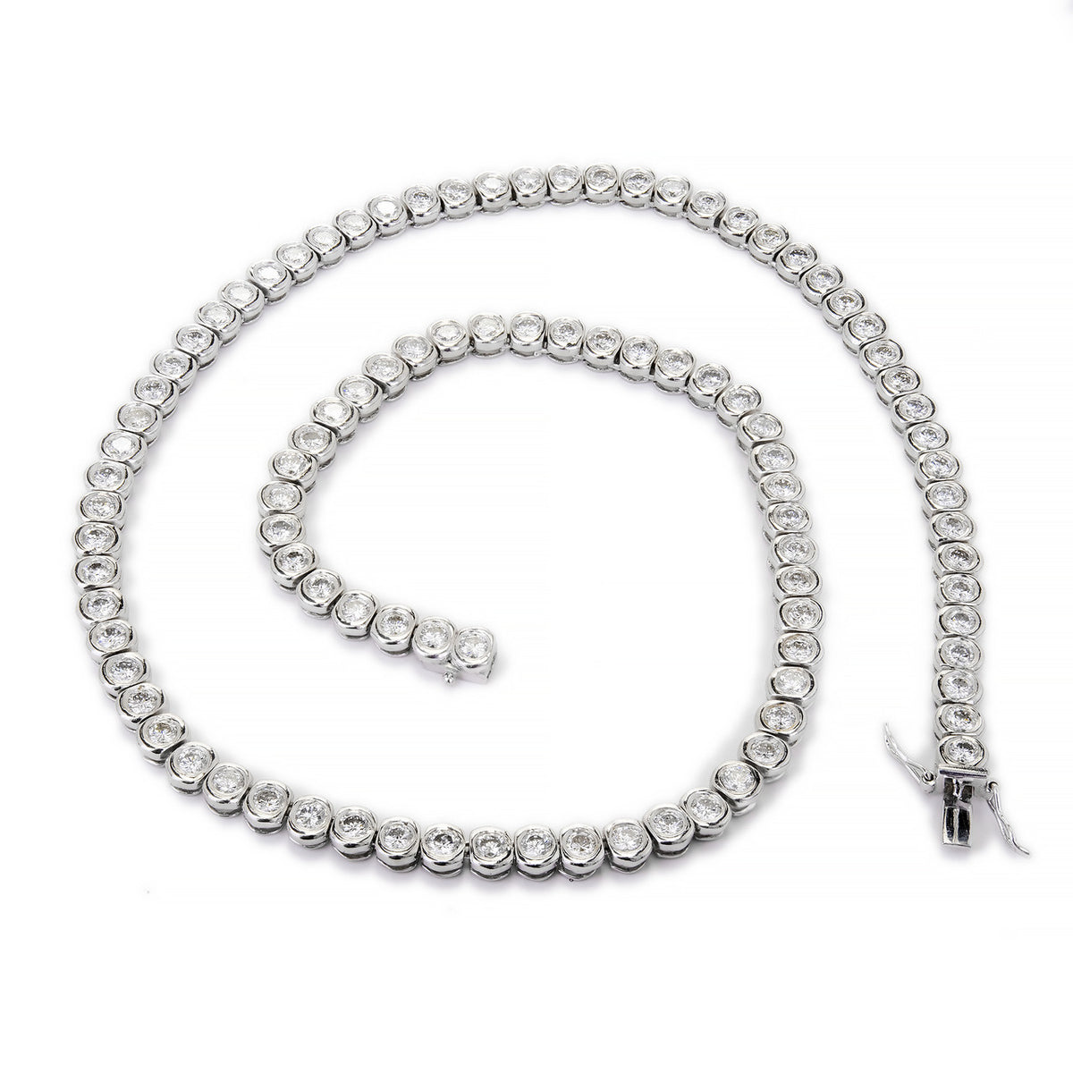 EGL 12.03 Carat Diamond Bezel Set Platinum Tennis Necklace – image 2