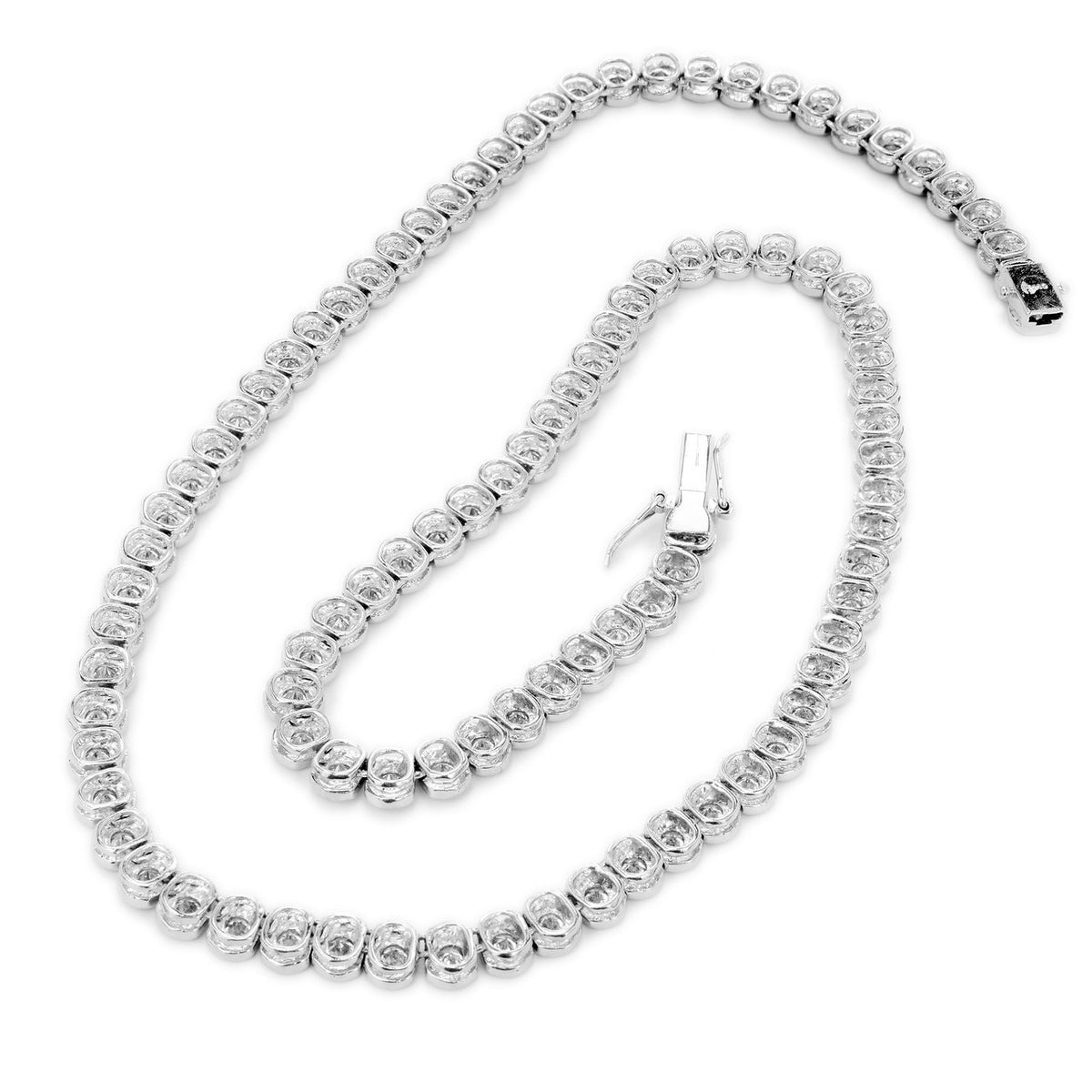 EGL 12.03 Carat Diamond Bezel Set Platinum Tennis Necklace – image 4