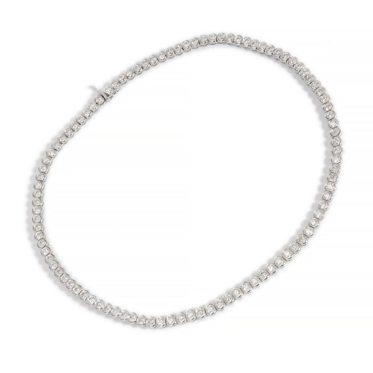 EGL 12.03 Carat Diamond Bezel Set Platinum Tennis Necklace