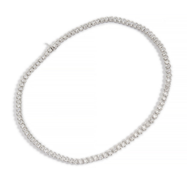 EGL 12.03 Carat Diamond Bezel Set Platinum Tennis Necklace