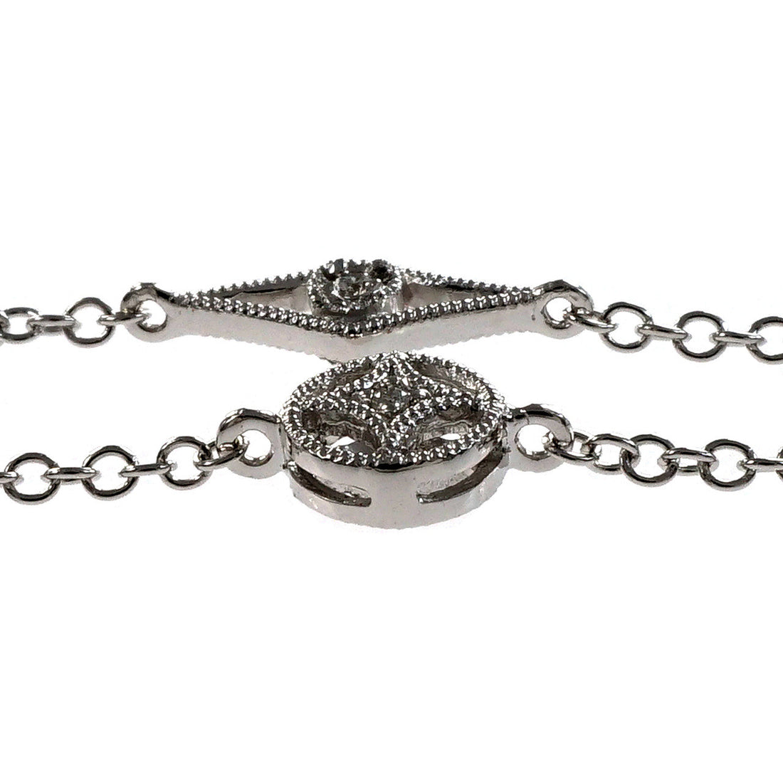 Diamond Station Necklace 36 Inches 14k White Gold – image 3
