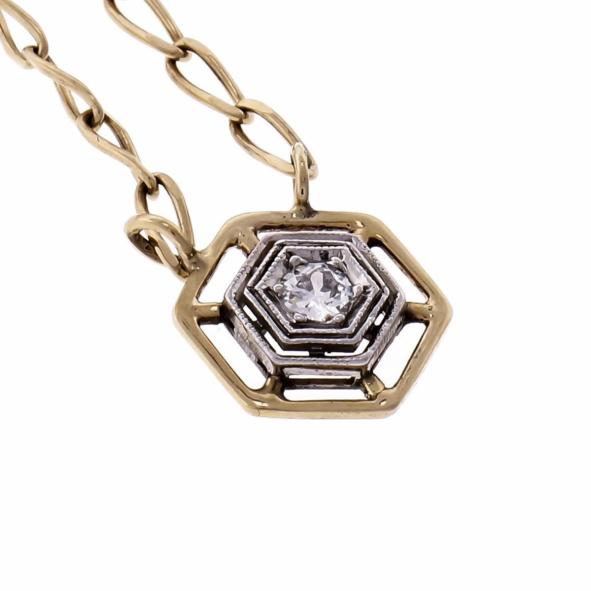 Diamond Transitional Cut 2-Tone Gold Pendant – image 2