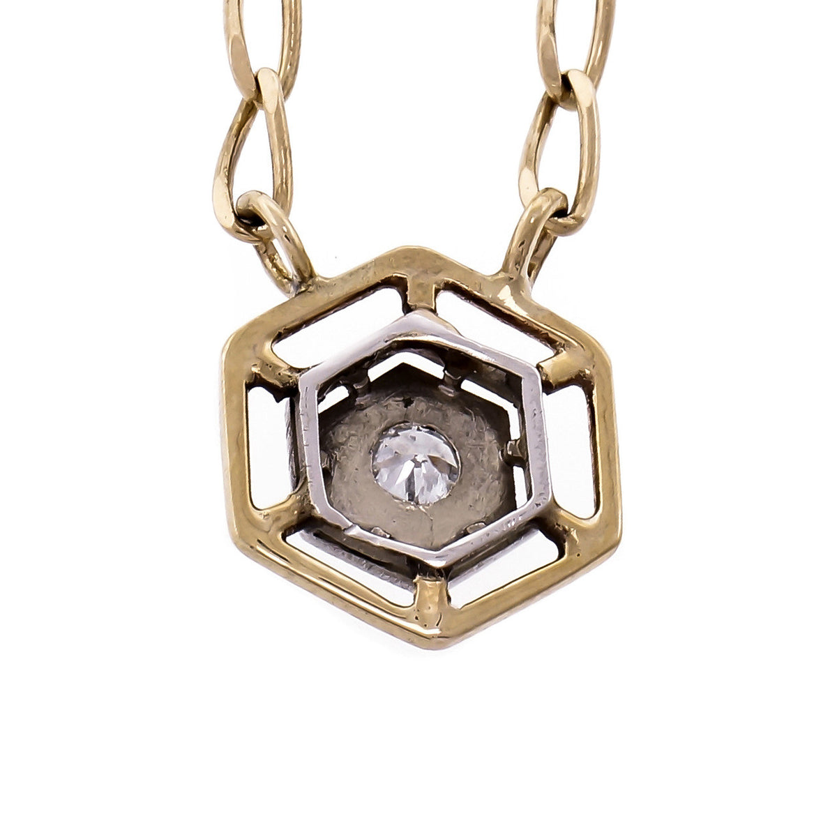 Diamond Transitional Cut 2-Tone Gold Pendant – image 3