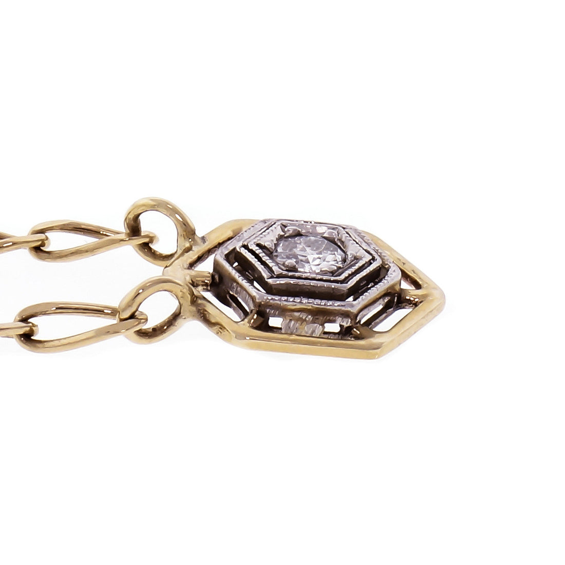 Diamond Transitional Cut 2-Tone Gold Pendant – image 4