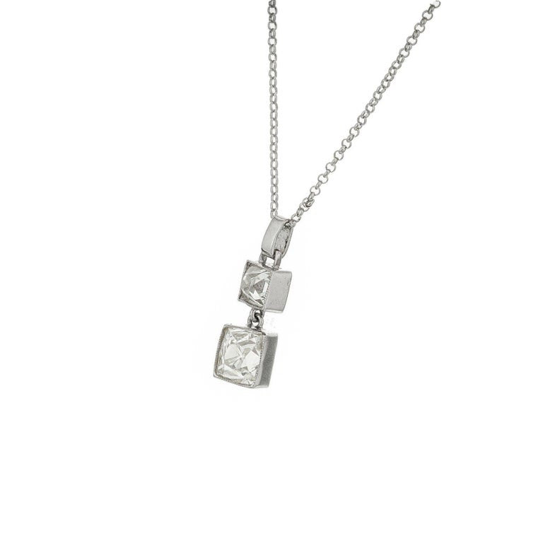 Peter Suchy EGL Certified 1.36 Carat Diamond Platinum Dangle Pendant Necklace – image 2