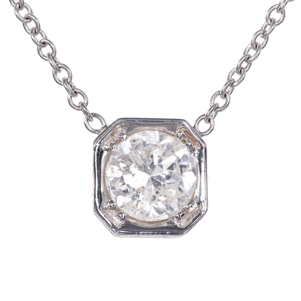 Peter Suchy Transitional Cut Diamond 18k White Gold Pendant