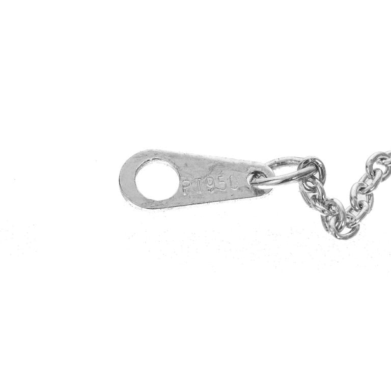 Domed Pear Pave Diamond Platinum Pendant Slide Necklace – image 4