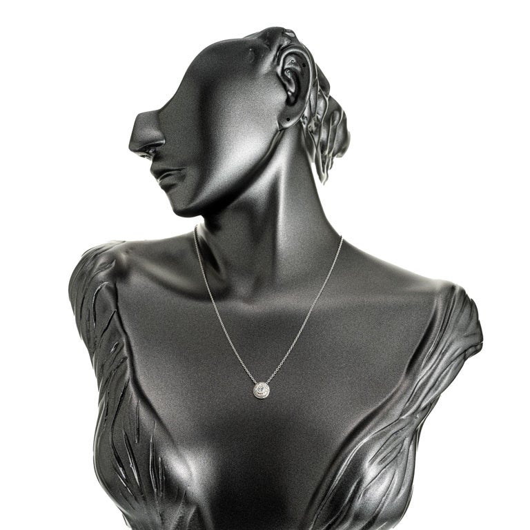 Domed Pear Pave Diamond Platinum Pendant Slide Necklace – image 5