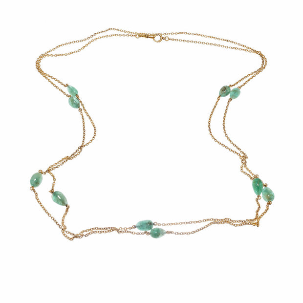 Victorian 58 Inch 50.00ct Emerald Long Chain Necklace