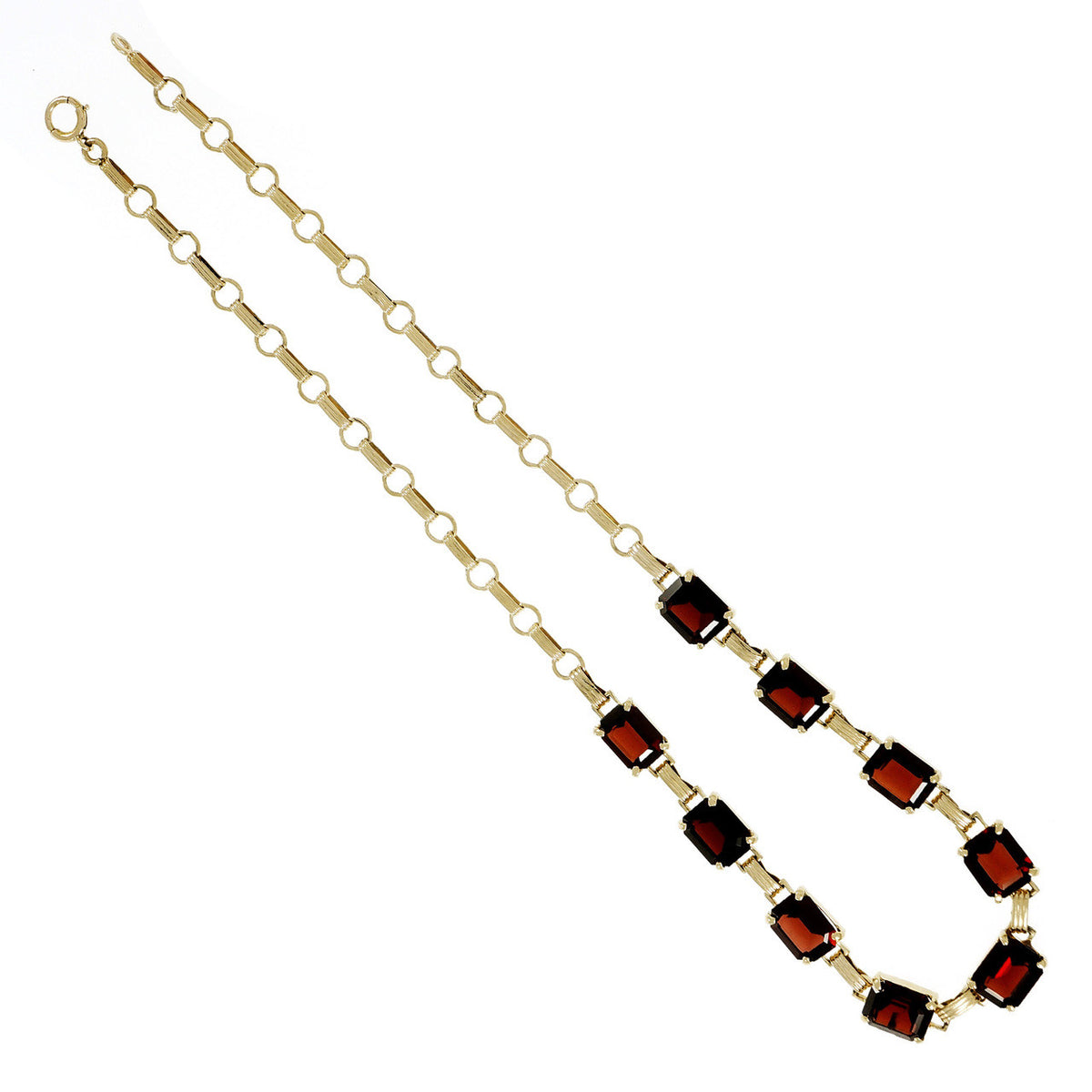 Estate 1940 Emerald Cut Garnet Necklace 14k Yellow Gold – image 3