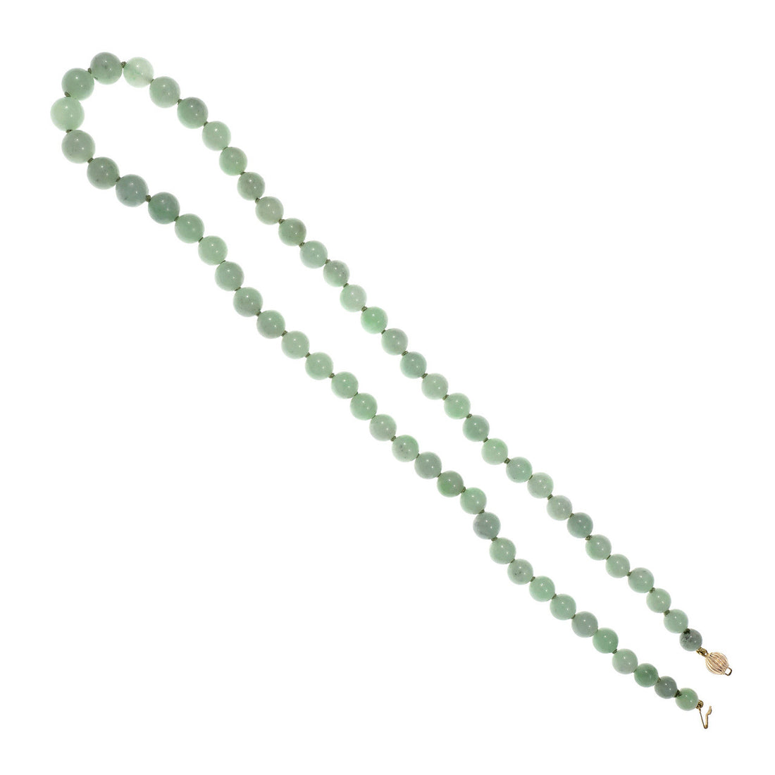 GIA Certified Jadeite Jade Yellow Gold Bead Necklace – image 2