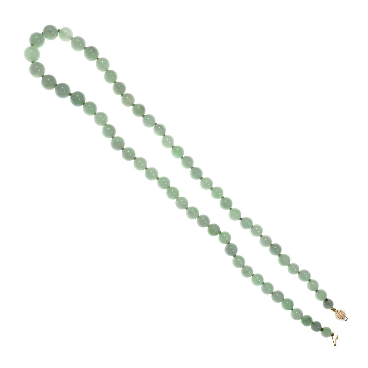 GIA Certified Jadeite Jade Yellow Gold Bead Necklace – image 2