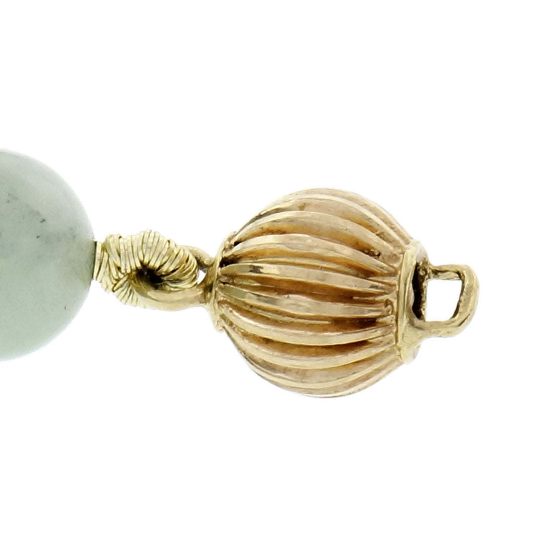 GIA Certified Jadeite Jade Yellow Gold Bead Necklace – image 4