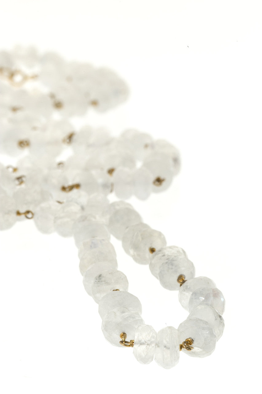 Vintage 150.00ct Blue Moonstone Rondelle Briolette Bead Necklace 14k Wire – image 5