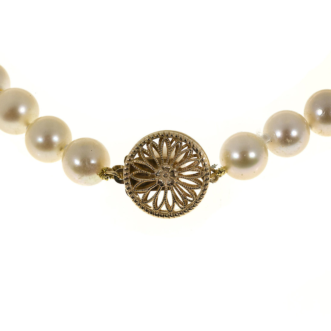 Vintage Cream 7 To 7.5mm Japanese Cultured Pearl 16 Inch Necklace 14k Catch – image 4