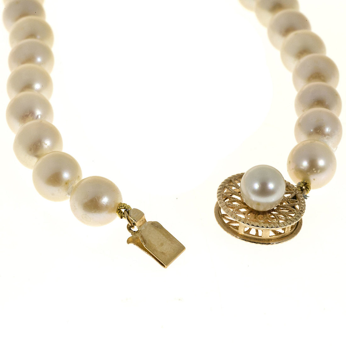 Vintage Cream 7 To 7.5mm Japanese Cultured Pearl 16 Inch Necklace 14k Catch – image 5