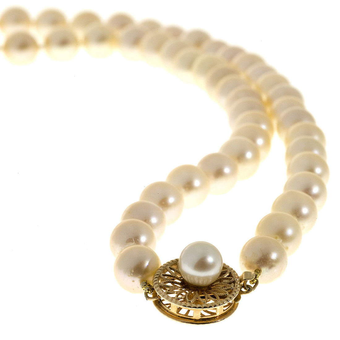 Vintage Cream 7 To 7.5mm Japanese Cultured Pearl 16 Inch Necklace 14k Catch – image 6