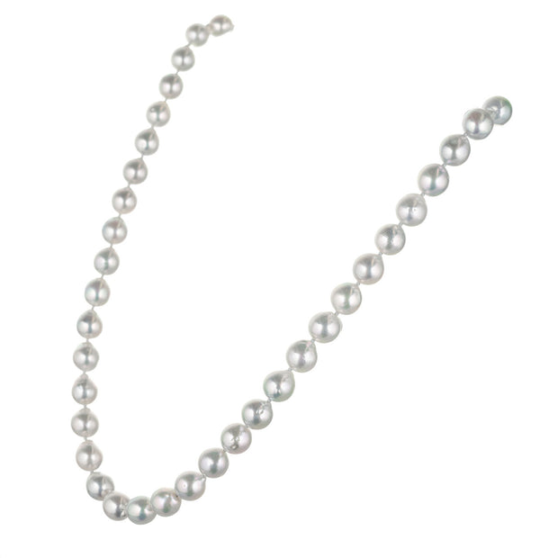 Natural Grey Japanese Akoya Cultured Pearl Gold Necklace