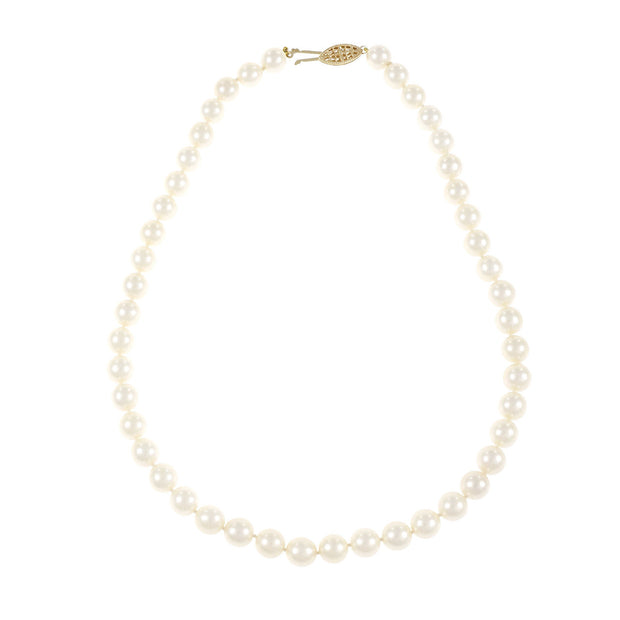 Estate High Grade 8.5mm To 9mm Cultured Pearl Necklace 14k Catch