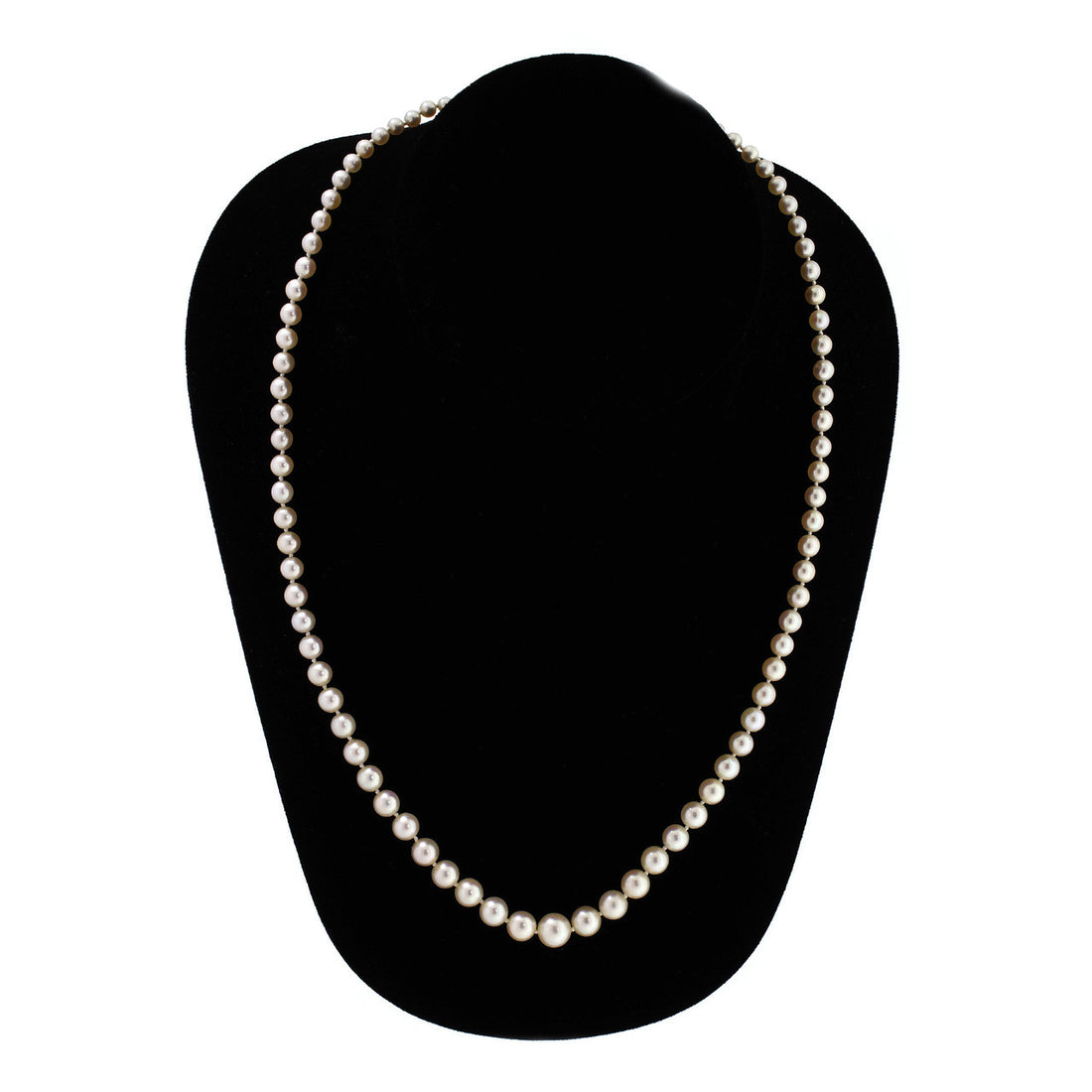 19 Inch Graduated Strand Cultured Pearl Necklace 14k White Gold Clasp – image 5