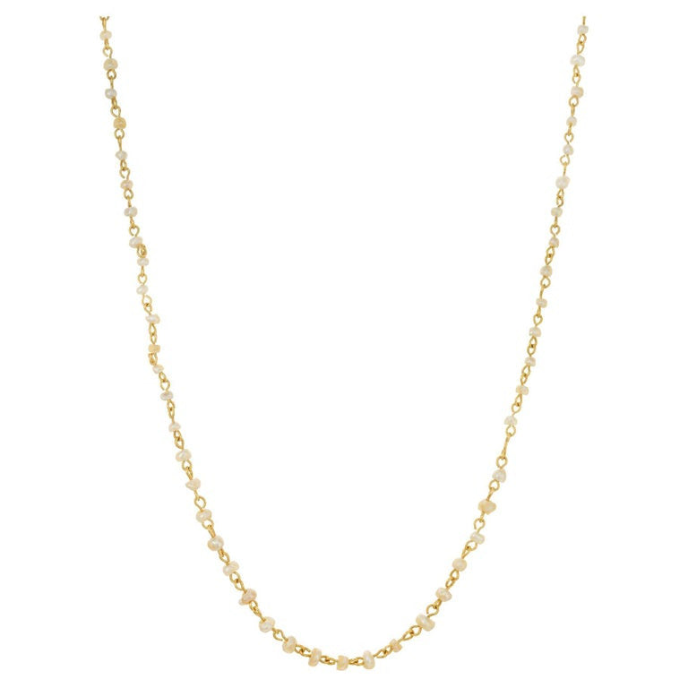 GIA Certified Natural Saltwater Pearl Yellow Gold Necklace