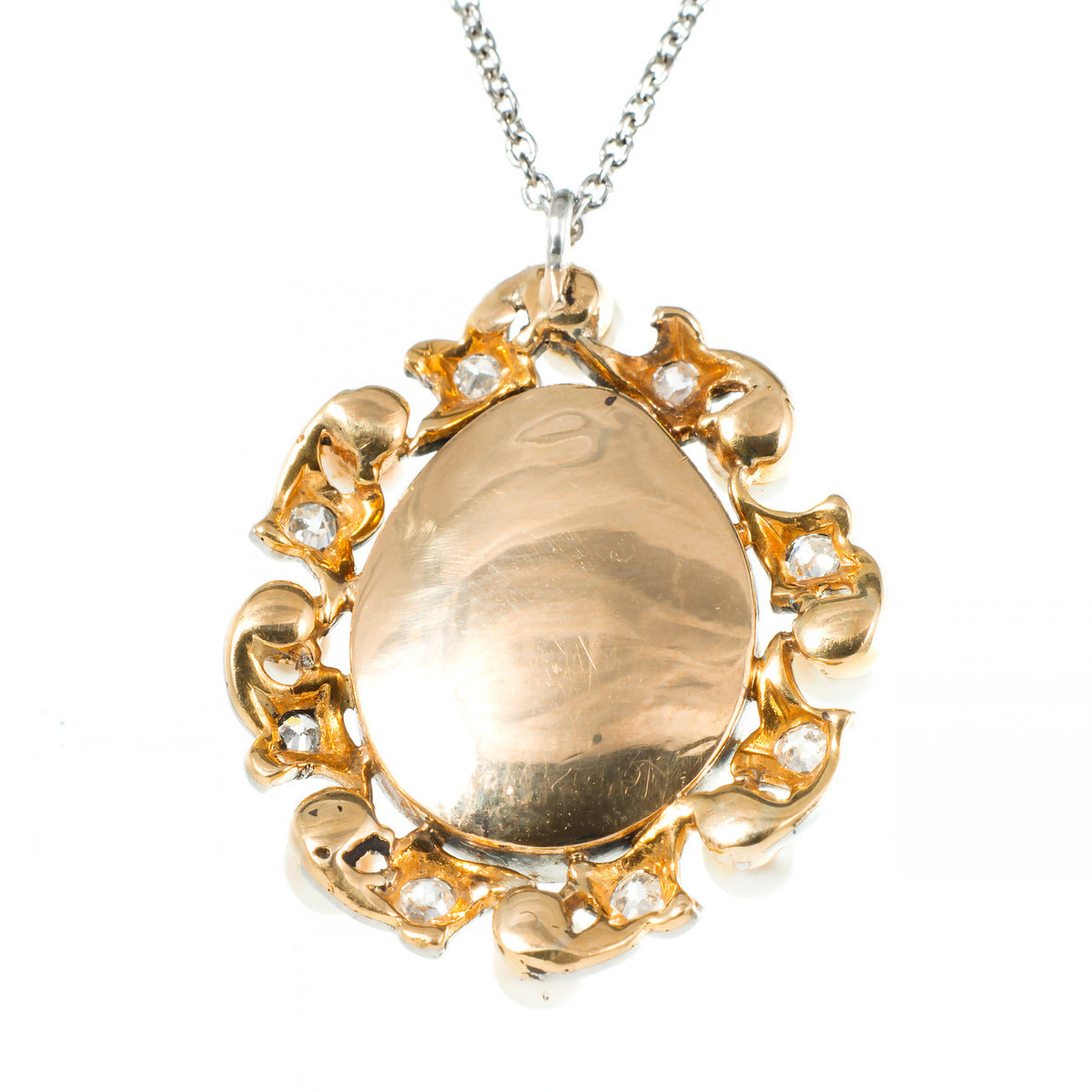 GIA Natural Saltwater Pearl Diamond Platinum Gold Edwardian Pendant Necklace – image 6