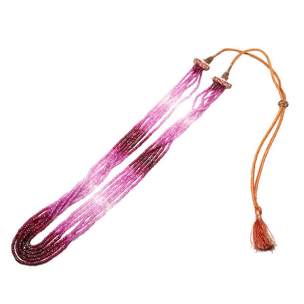 GIA Certified Six-Strand Genuine Ruby Pink Sapphire Bead Necklace