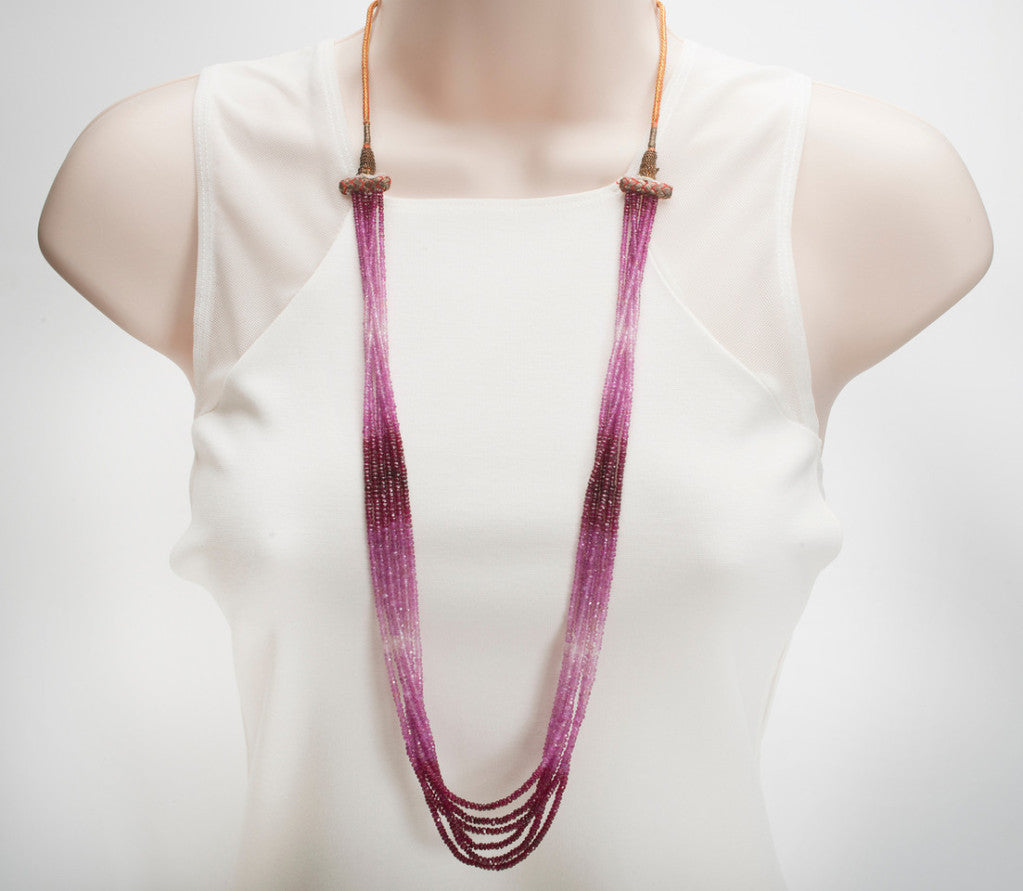 GIA Certified Six-Strand Genuine Ruby Pink Sapphire Bead Necklace – image 2