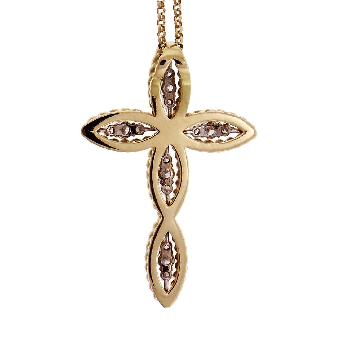 Roberto Coin Barocco Diamond Cross Pendant 18k Yellow Gold – image 3