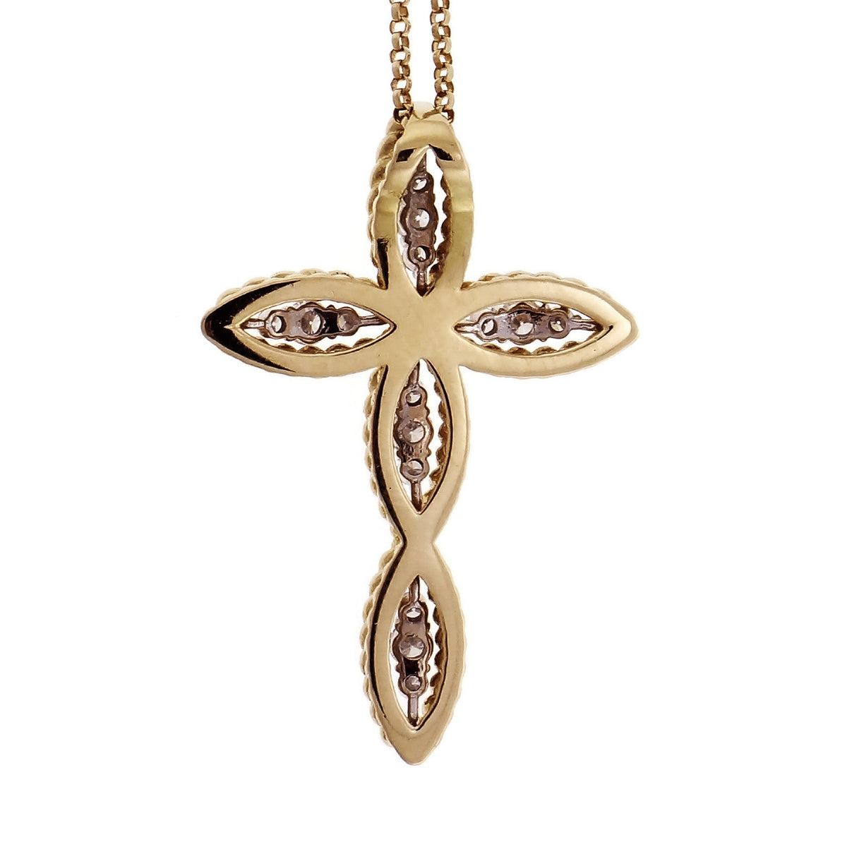 Roberto Coin Barocco Diamond Cross Pendant 18k Yellow Gold – image 3