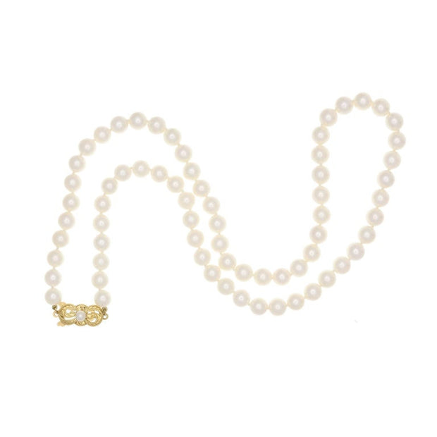 Mikimoto Cultured Pearl 18k Yellow Gold Necklace