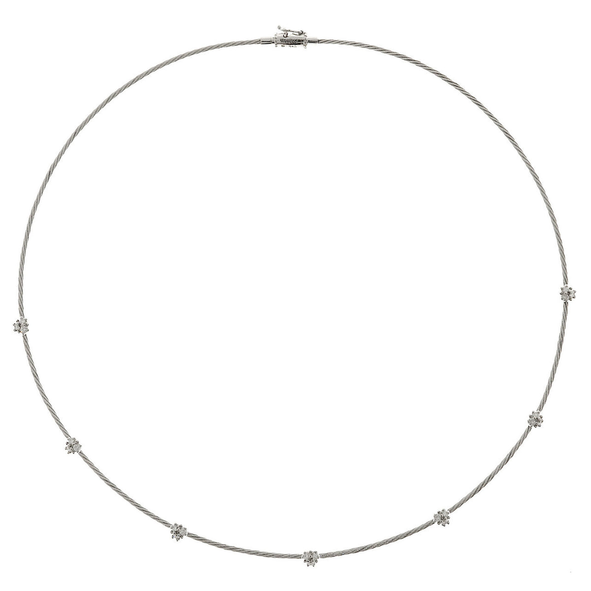 Estate Paul Morelli 18k White Gold Cable .63ct Diamond Necklace