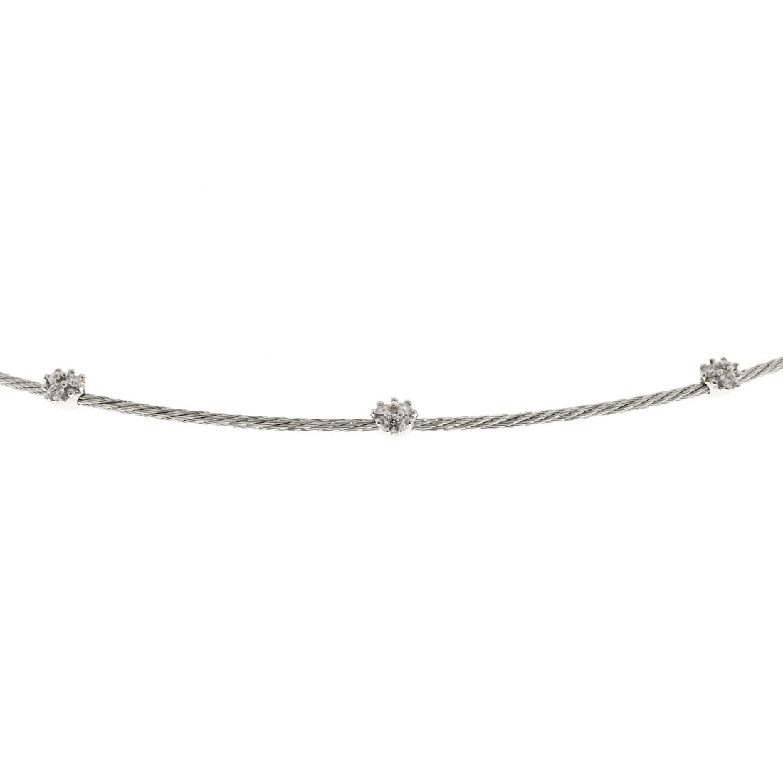 Estate Paul Morelli 18k White Gold Cable .63ct Diamond Necklace – image 3