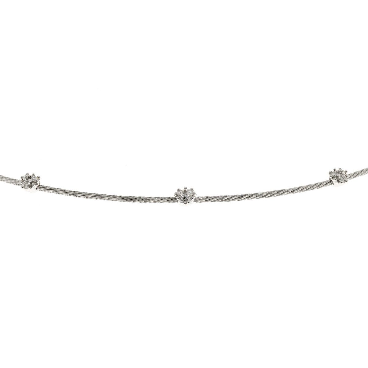 Estate Paul Morelli 18k White Gold Cable .63ct Diamond Necklace – image 3