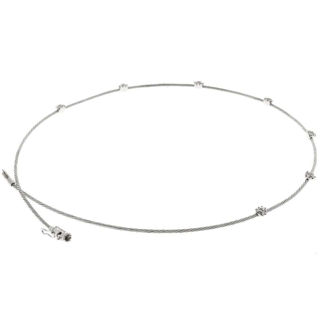 Estate Paul Morelli 18k White Gold Cable .63ct Diamond Necklace – image 5