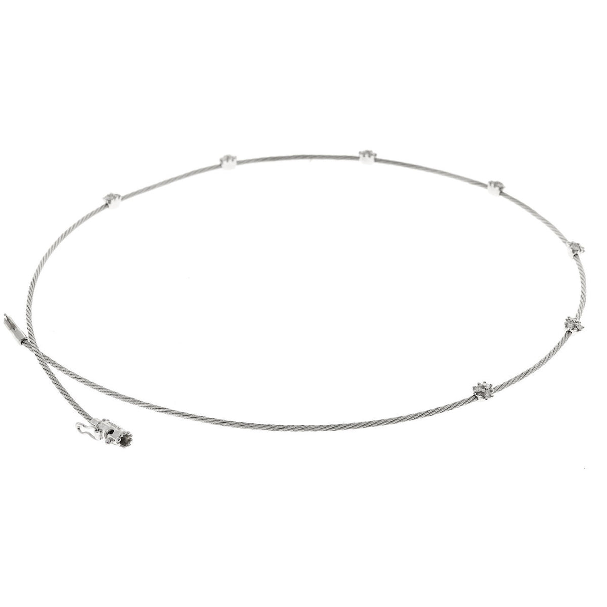Estate Paul Morelli 18k White Gold Cable .63ct Diamond Necklace – image 5
