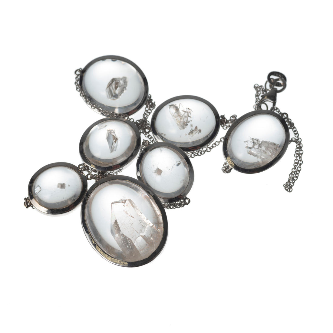 Peter Suchy 85.00 Carat Quartz Crystal Multi-Strand White Gold Pendant Necklace – image 4