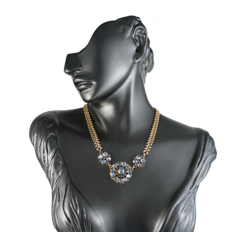 Wefferling Berry & Co. GIA 23.00 Carat Moonstone Sapphire Yellow Gold Necklace – image 6