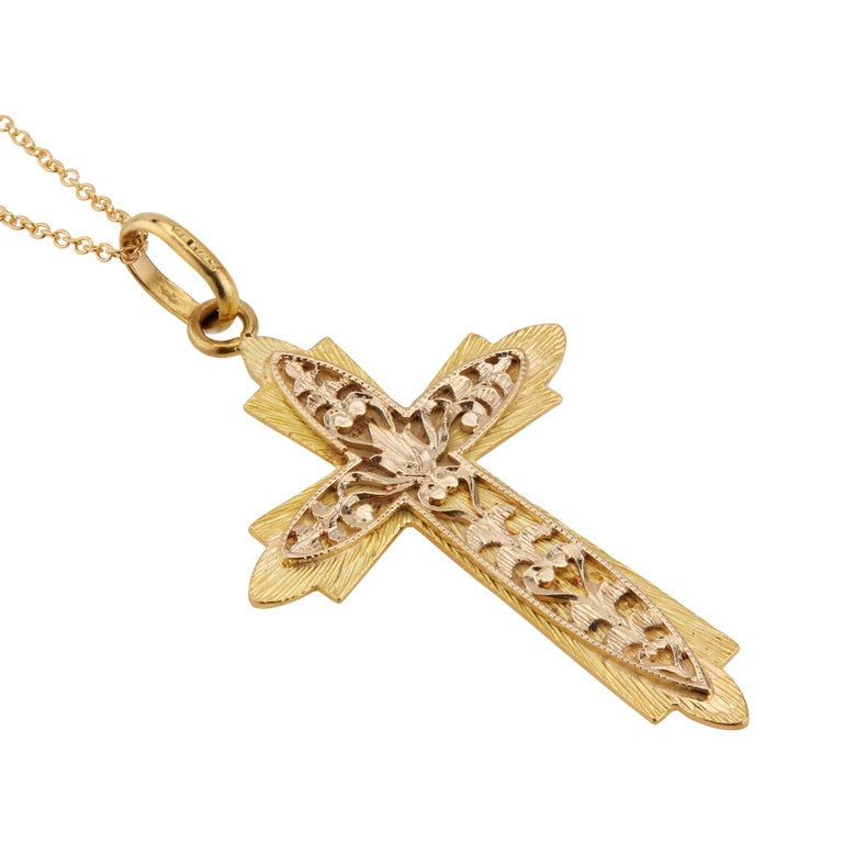 Yellow Gold Custom Made Cross Pendant Necklace – image 2